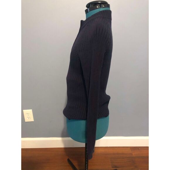 J.McLaughlin Vintage Deep Navy Ribbed Quarter Zip Sweater, size S - Picture 3 of 4